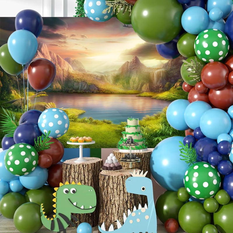 Baocicco 10x6.5ft Dinosaurs Theme Backdrop Boy Birthday Party Backdrop Jurassic Mesozoic Cretaceous Epoch Forest Mountains Lake Prehistoric Trees Grassland Archaeology Children Photography Background - Image 4